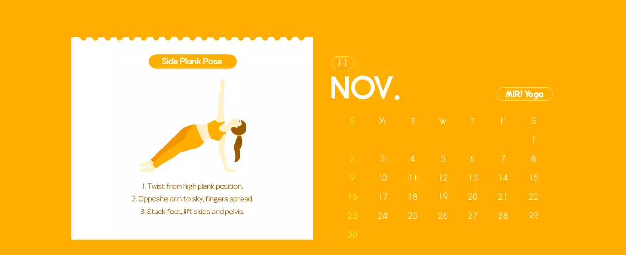 Orange Minimalist Yoga Promotional Calendar