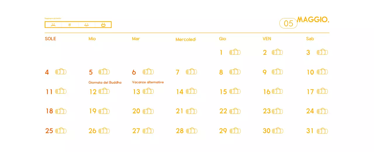 Calendario promozionale arancione dello yoga minimalista