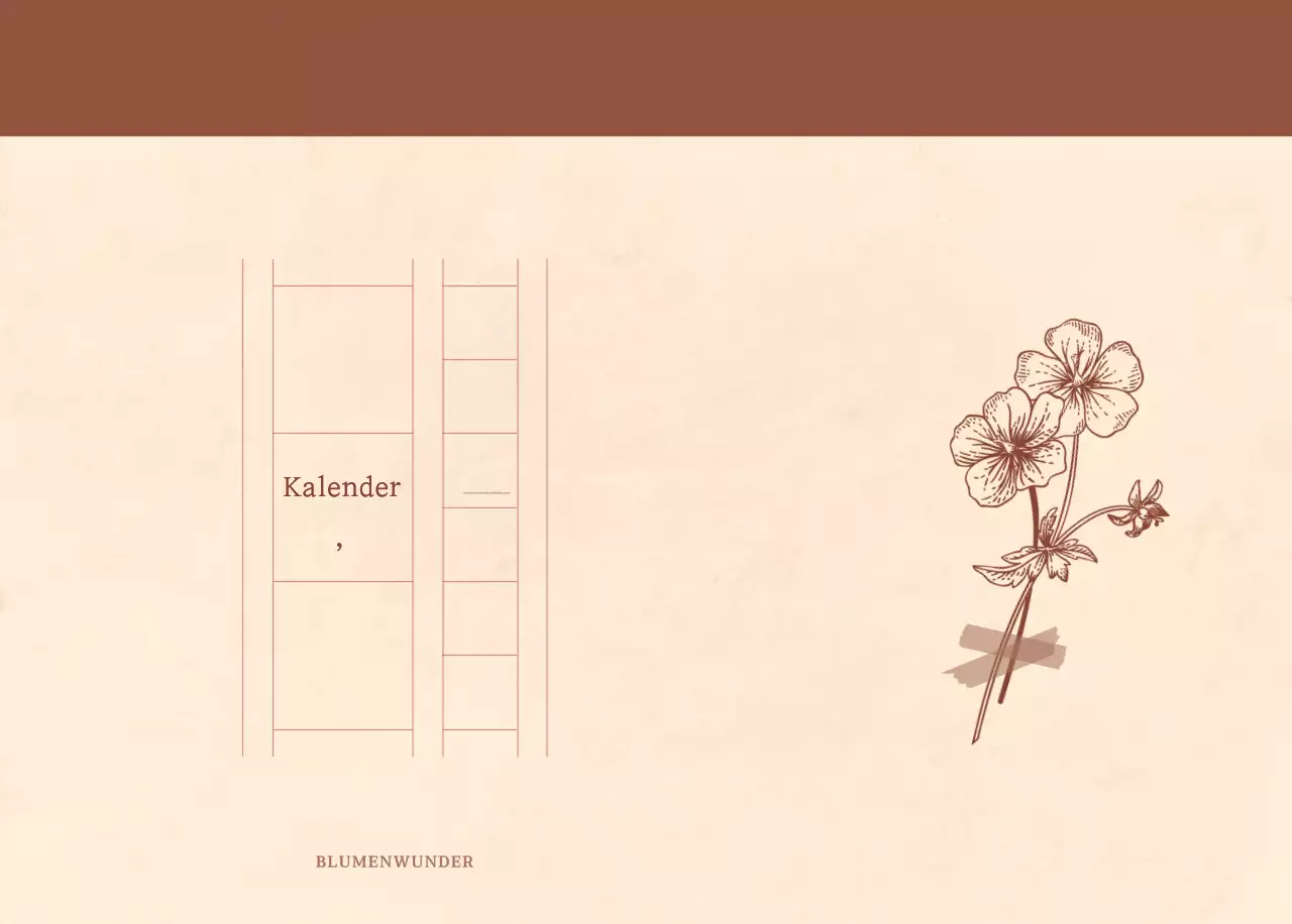 Ein sentimentaler Blumenkalender in hellbraunem und braunem Velinpapierkonzept