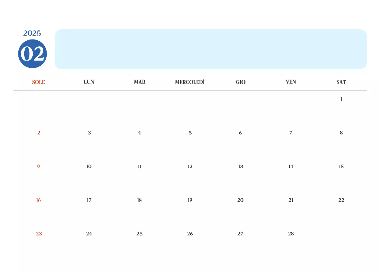 Calendario ospedaliero moderno blu