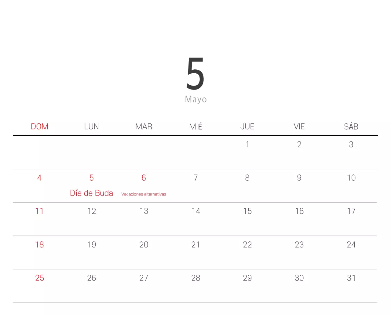 Calendario blanco de naturaleza botánica limpia
