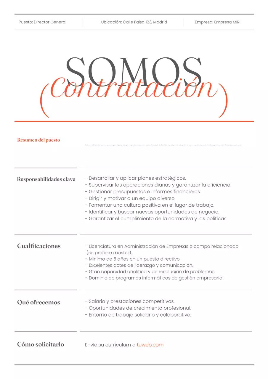 anuncio de contratación orange modern