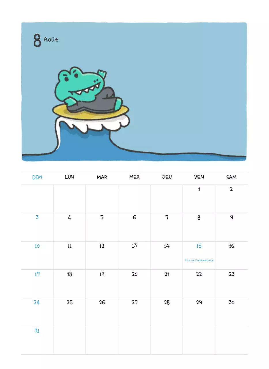 Un calendrier avec un concept d'illustration Ago mignon