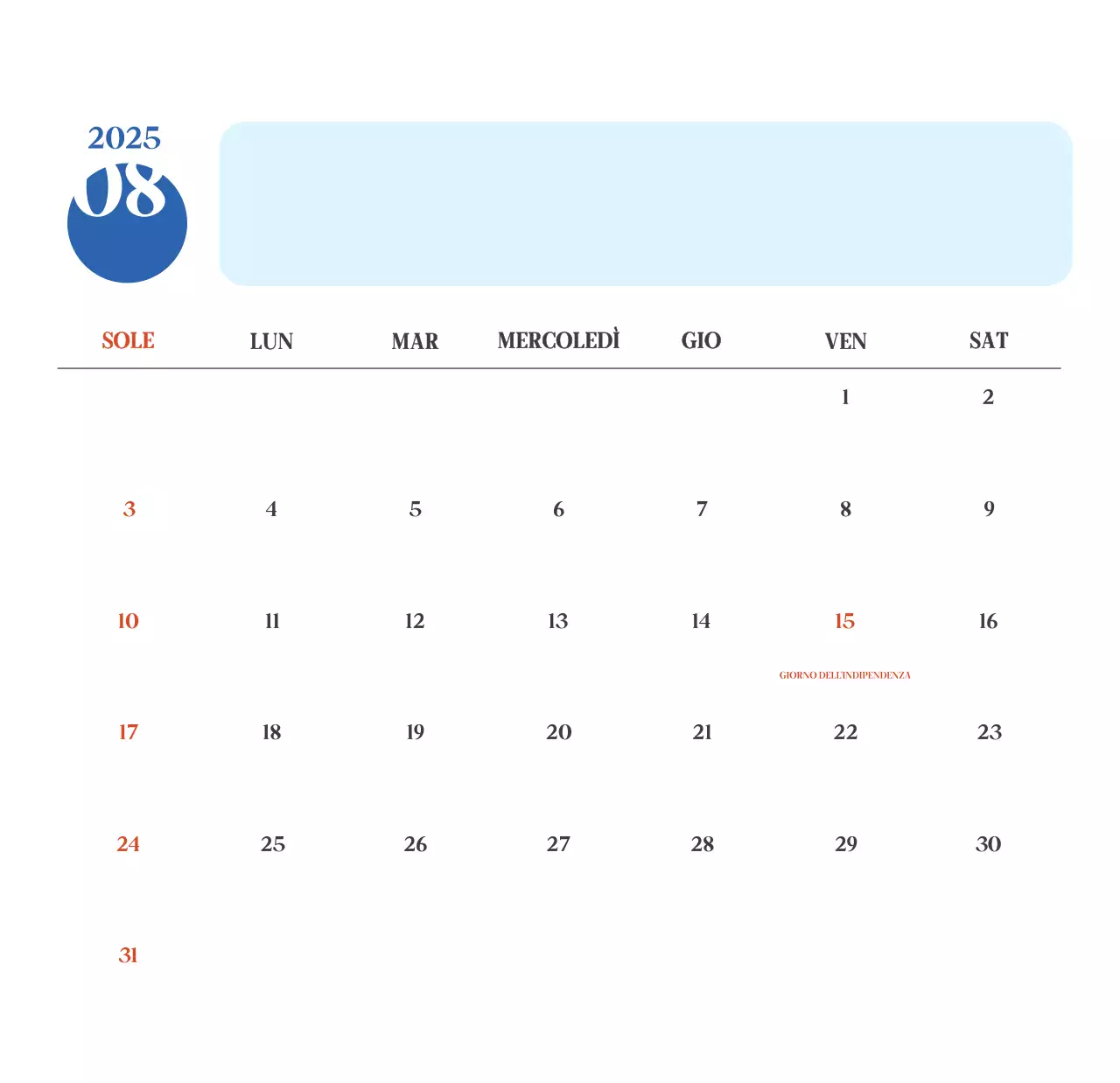 Calendario ospedaliero moderno blu