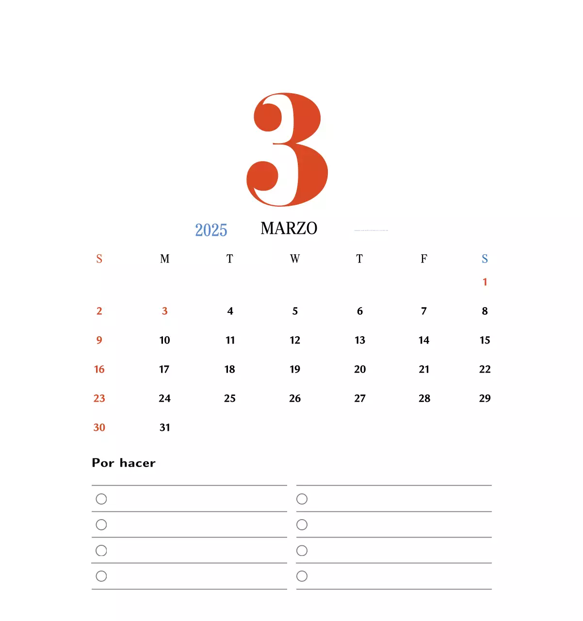Calendario retro concept memory en rojo