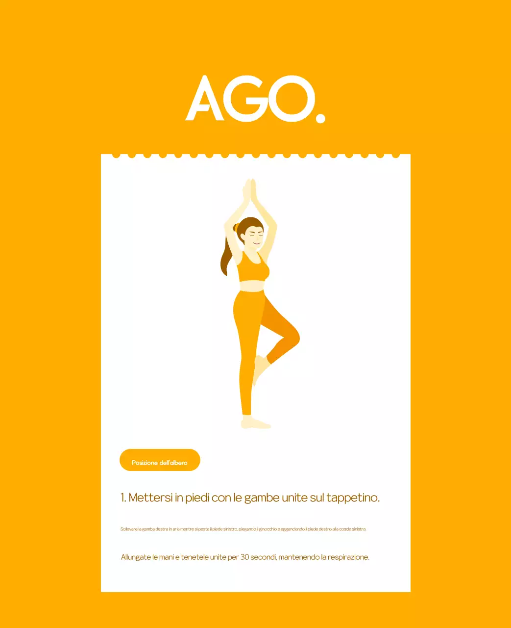 Calendario promozionale arancione dello yoga minimalista