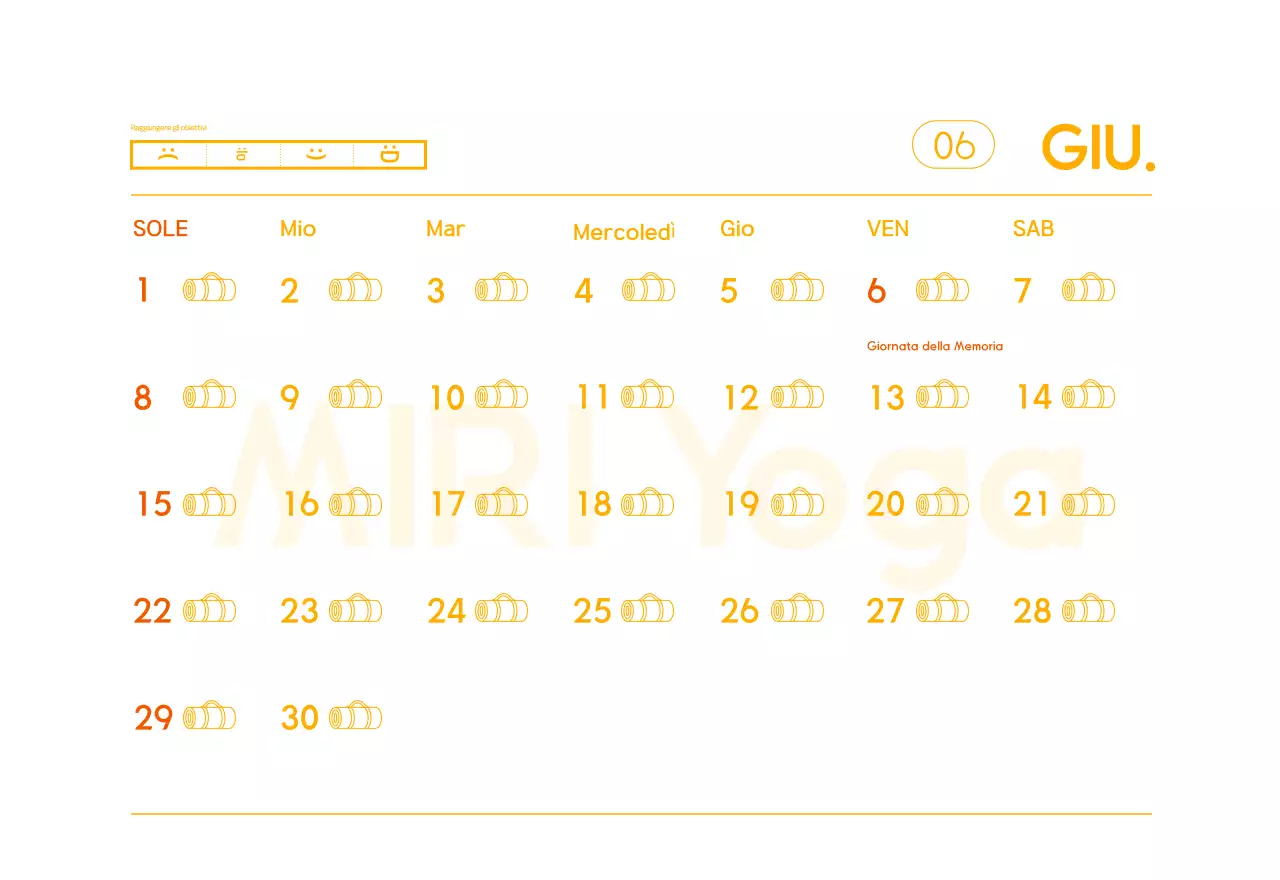 Calendario promozionale arancione dello yoga minimalista