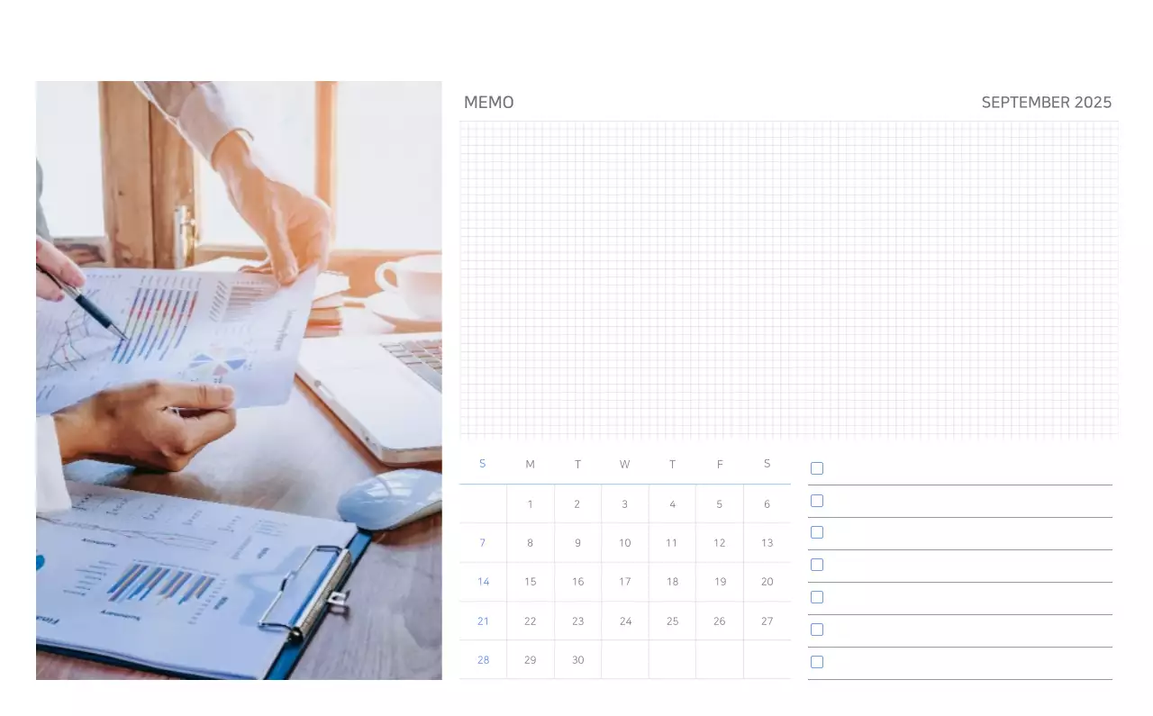 Blauer minimalistischer Kalender
