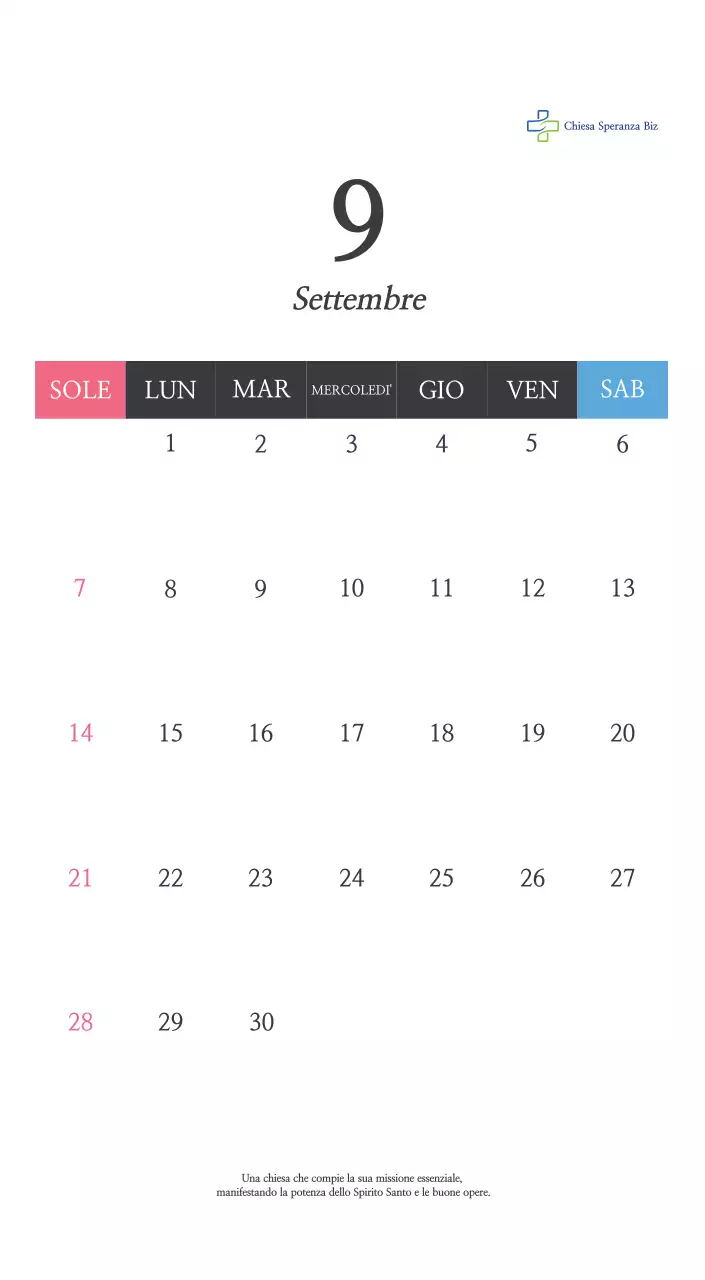 Promozione della chiesa biblica in calligrafia semplice