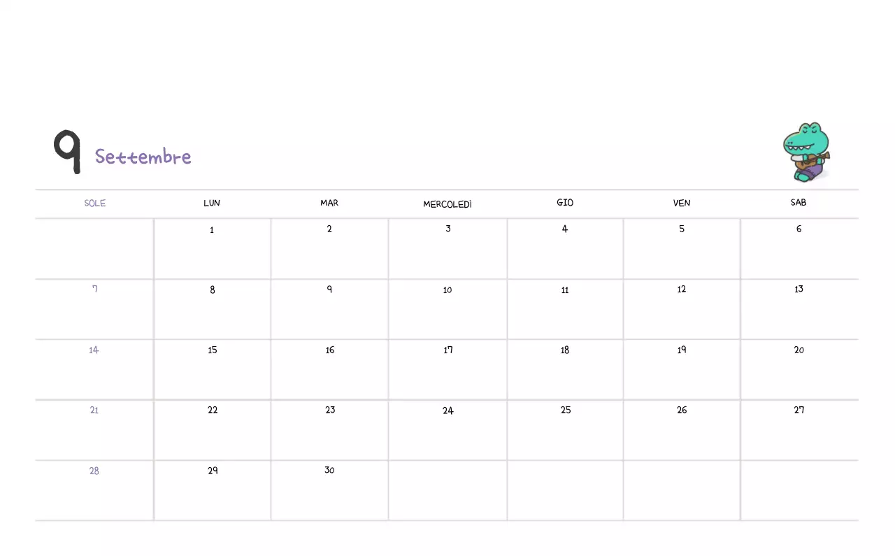 Un calendario con un simpatico concetto di illustrazione di Ago
