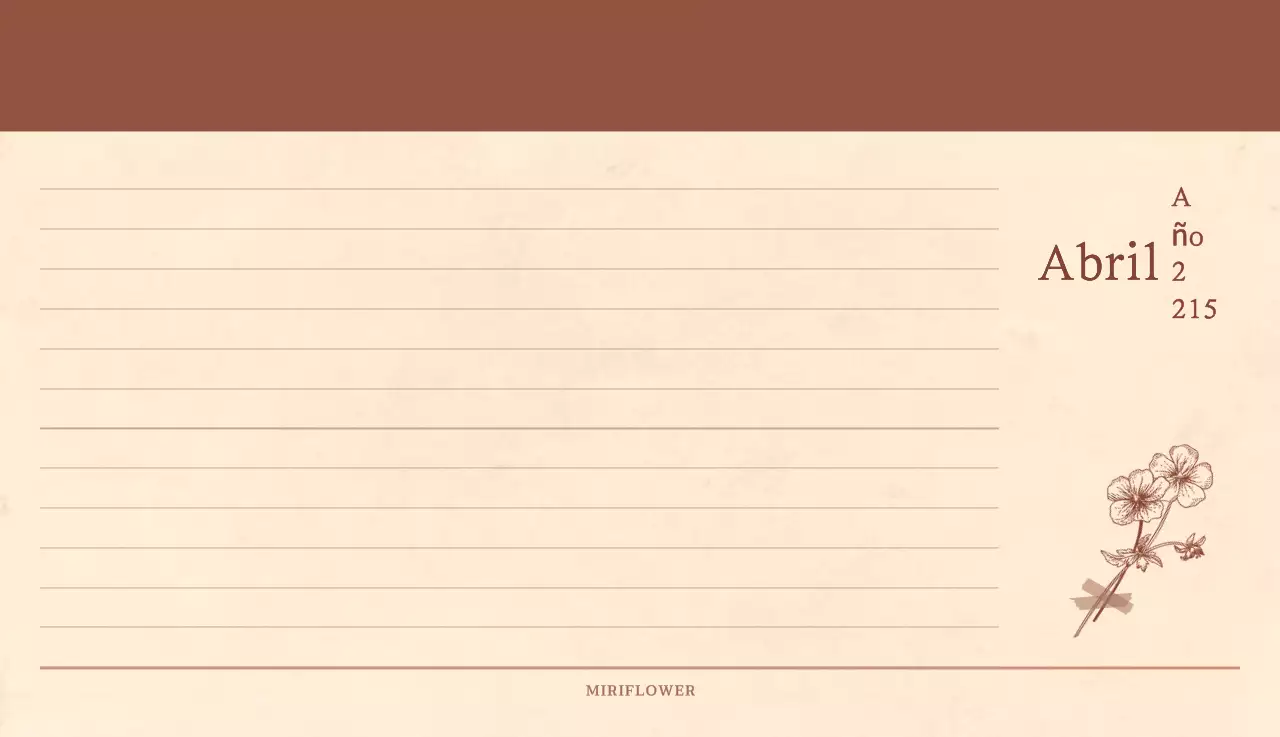 Un calendario sentimental de floristería en papel de lana marrón claro y marrón concepto