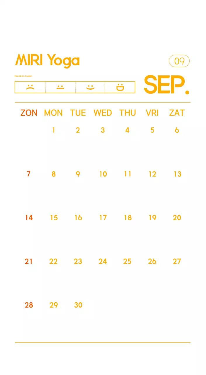Oranje Minimalistische Yoga Promotiekalender