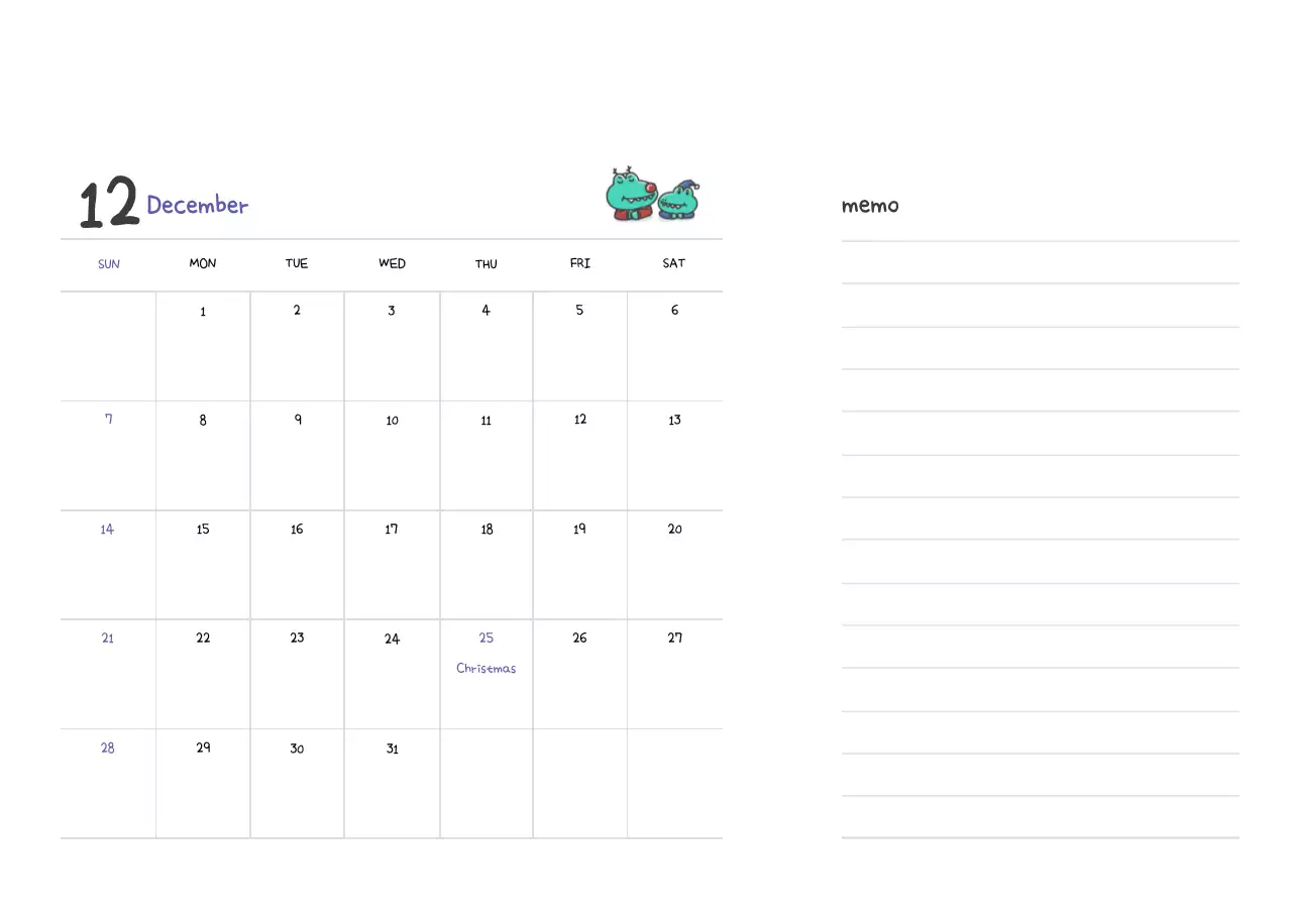 A calendar with a cute Argo illustration concept