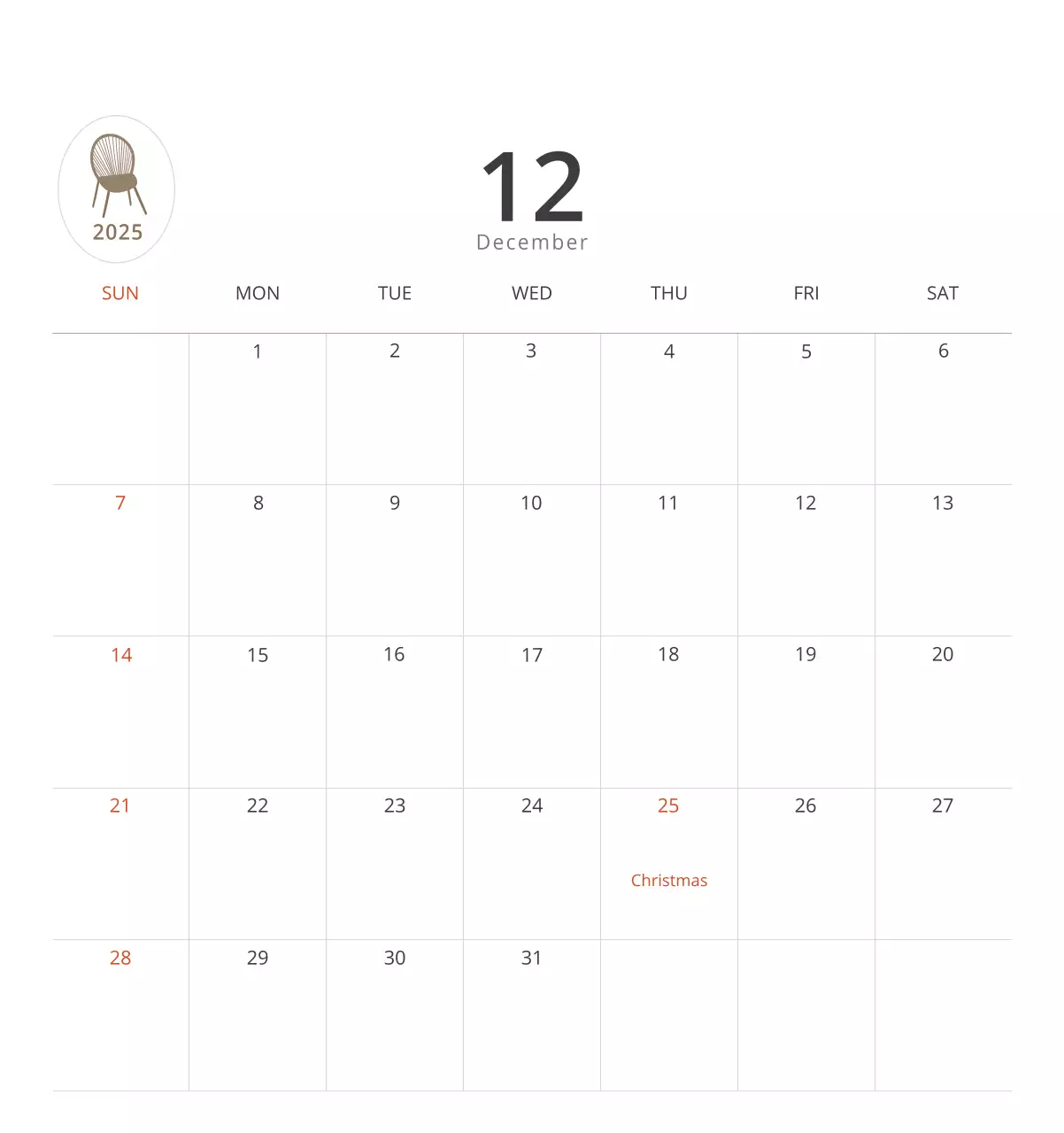 Kalender interior minimalis berwarna krem