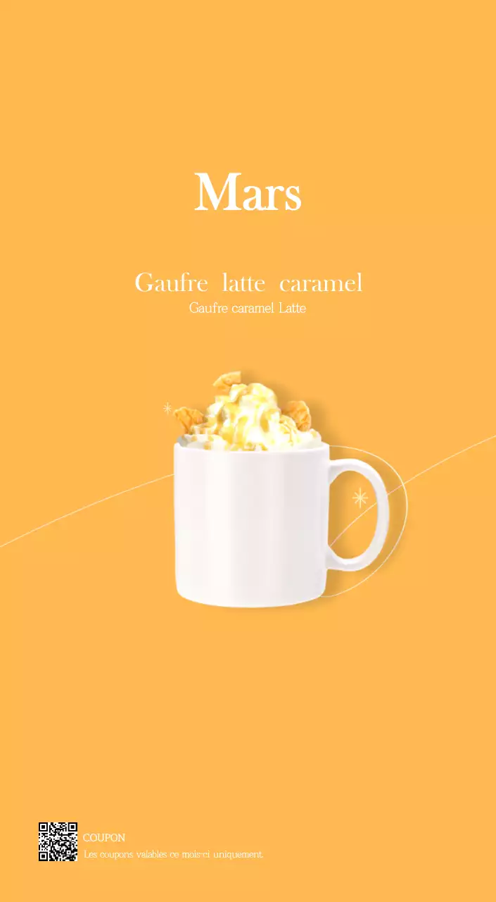 Un calendrier moderne pour les cafés avec des recommandations sur la boisson du mois.