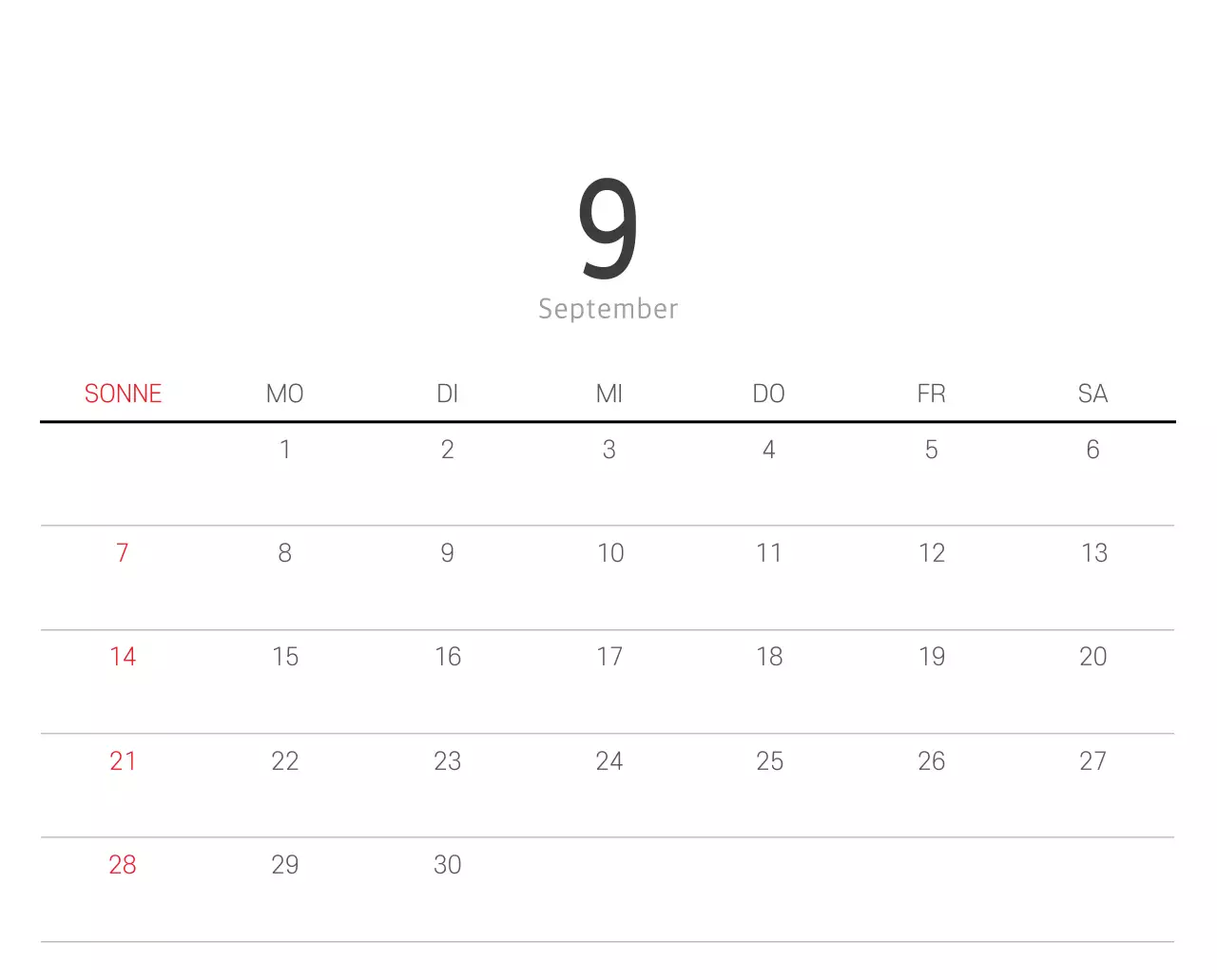 Weißer sauberer botanischer Naturkalender