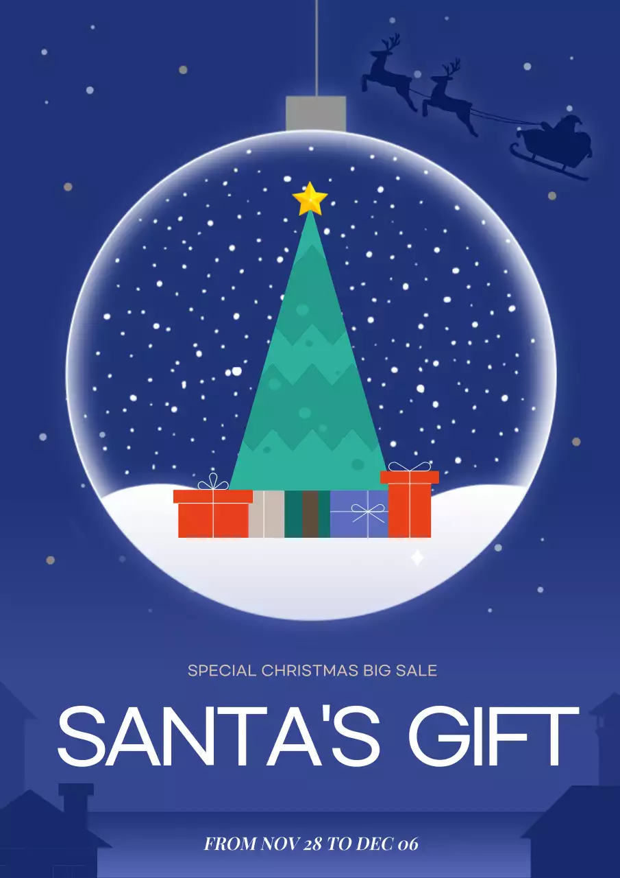 Blue Traditional Christmas Promotion Poster