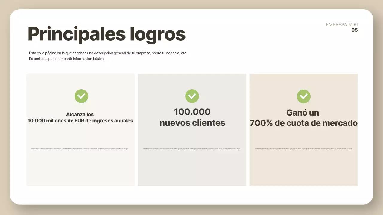 Descripción del informe Beige clean