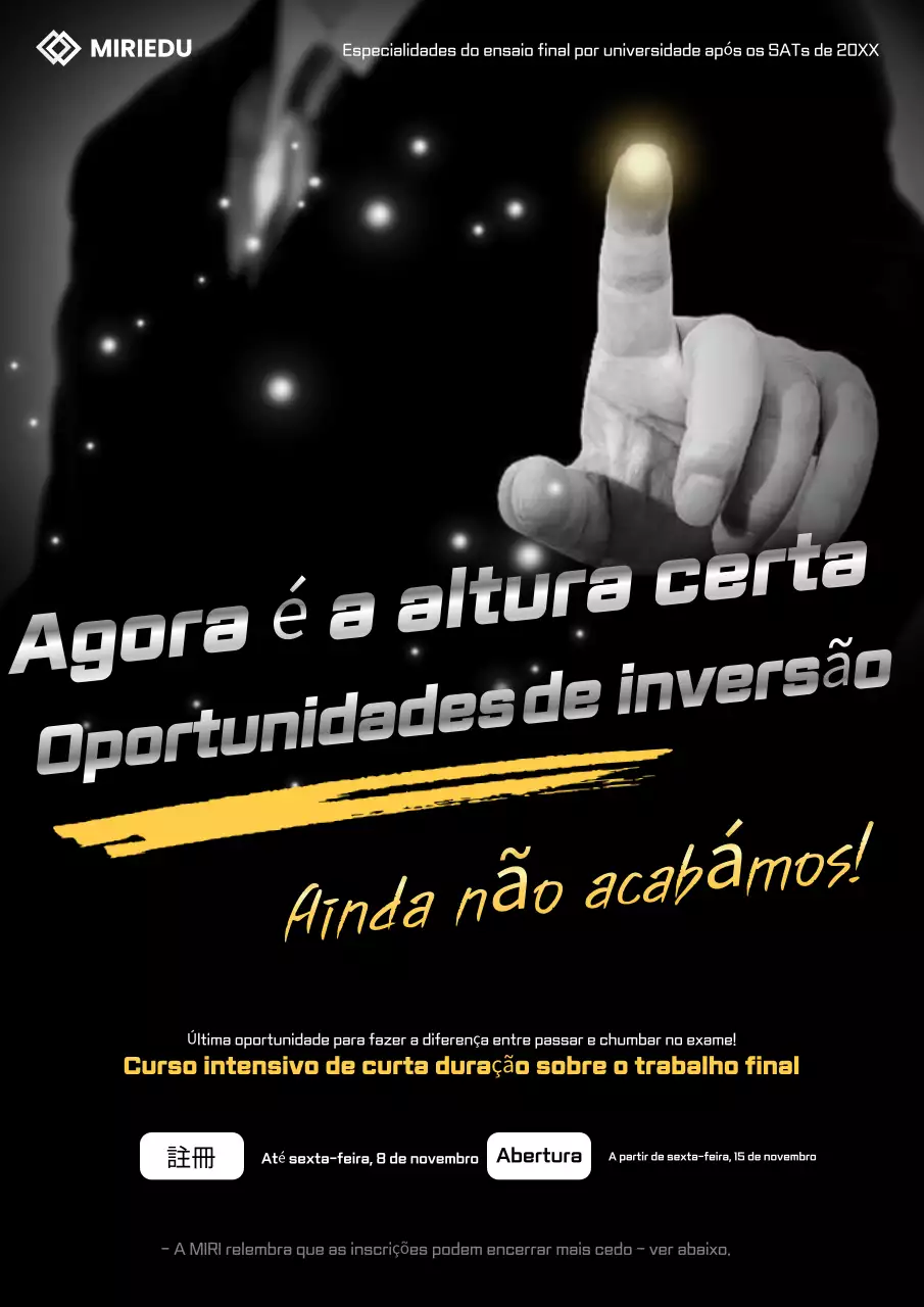 Anúncios de conferências de dissertação com destaque preto e prateado