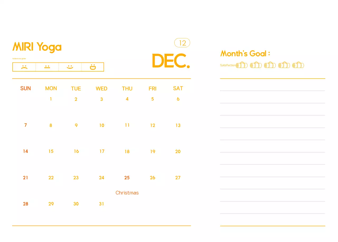 Kalender Promosi Yoga Minimalis Oranye