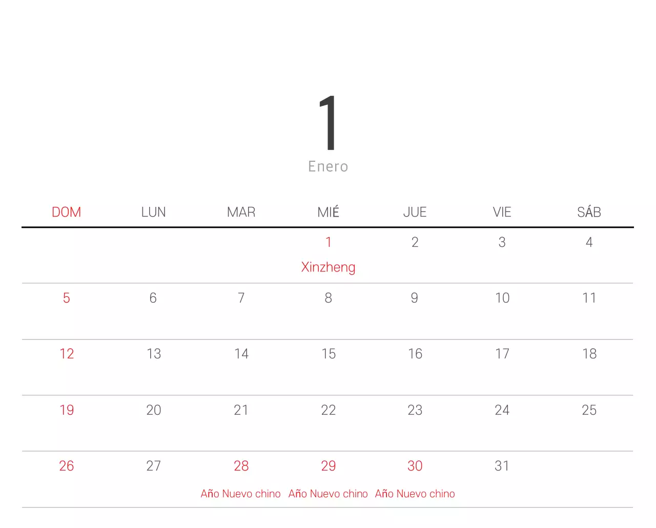 Calendario blanco de naturaleza botánica limpia