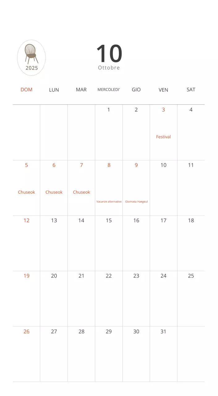 Calendario interno minimalista beige