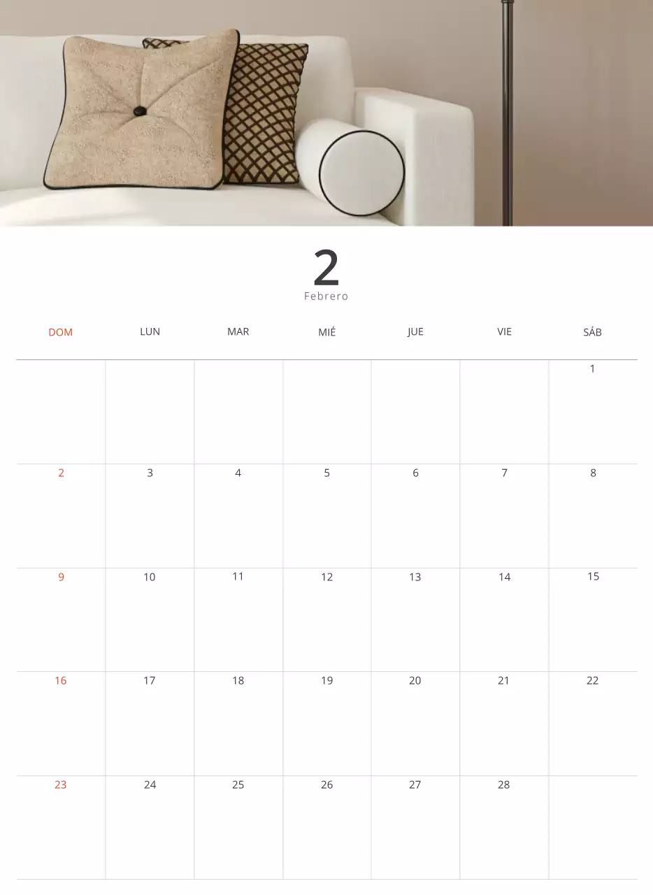 Calendario interior minimalista beige