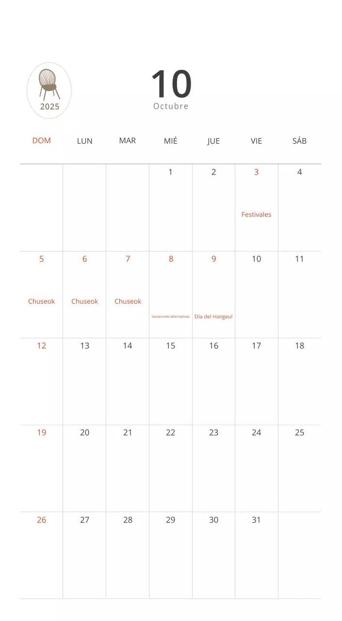 Calendario interior minimalista beige