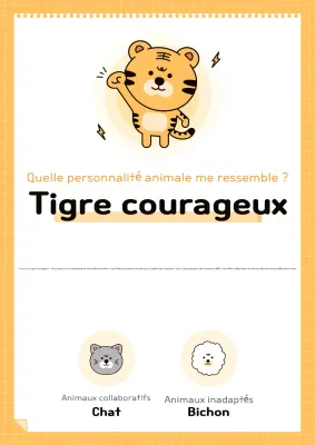 Promouvoir un test de personnalité mignon en orange et noir