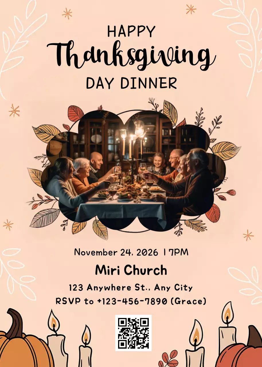 Beige Traditional Thanksgiving Invitation Poster