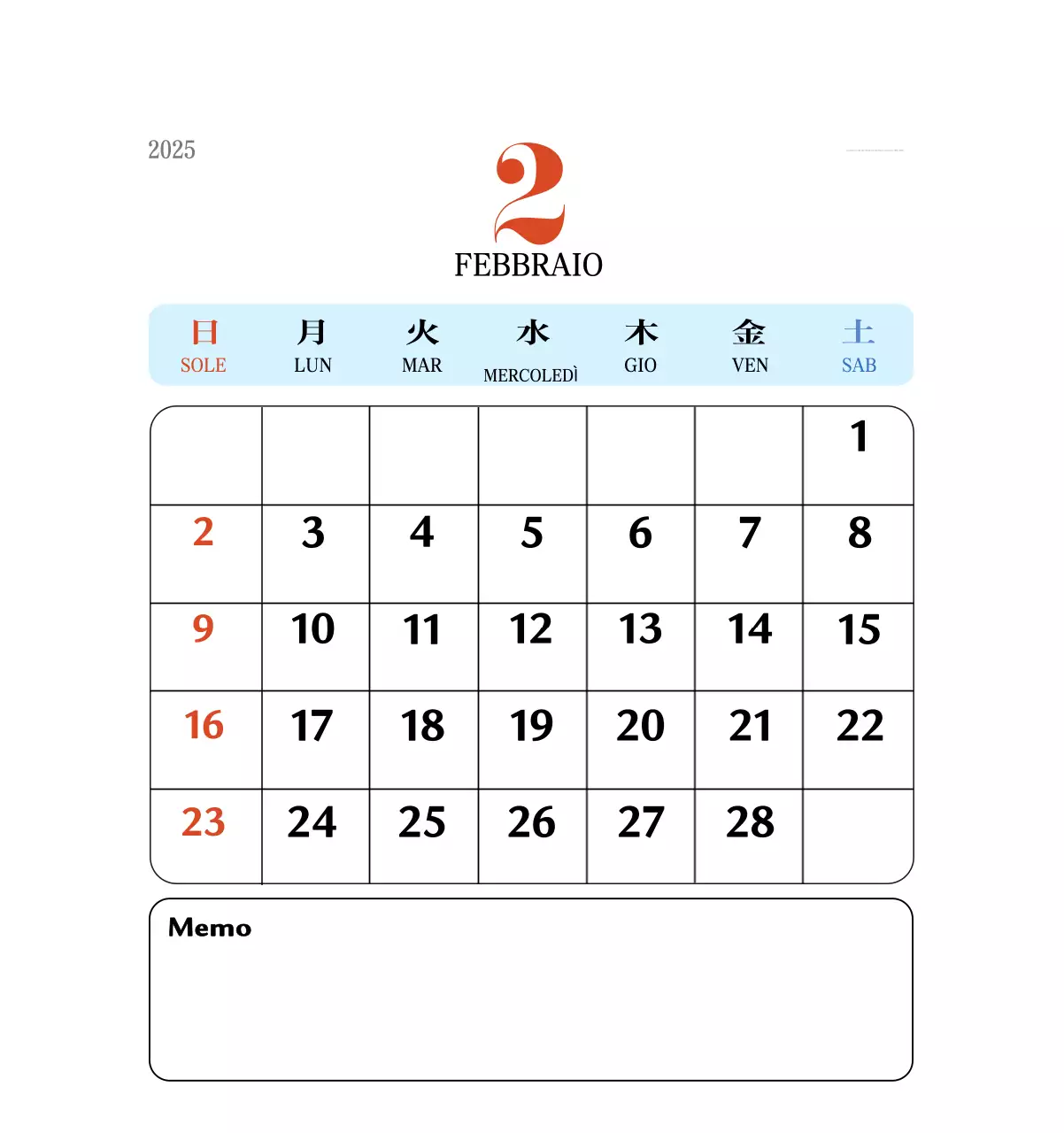 Calendario della memoria di concezione retrò in rosso