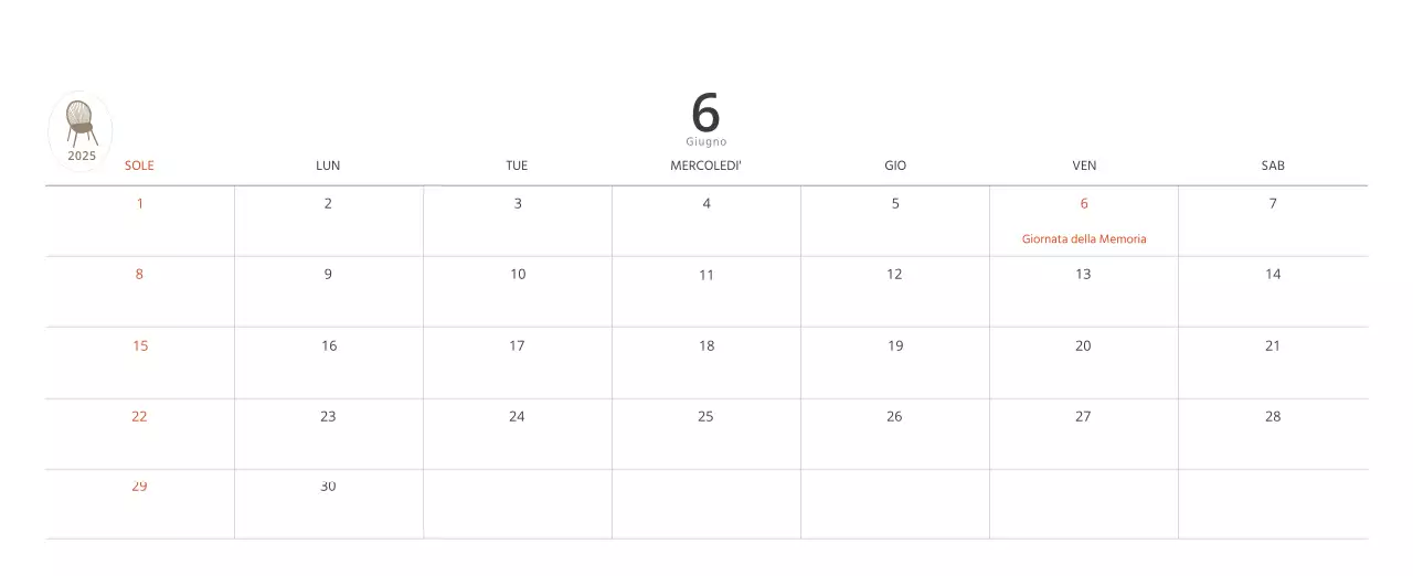 Calendario interno minimalista beige