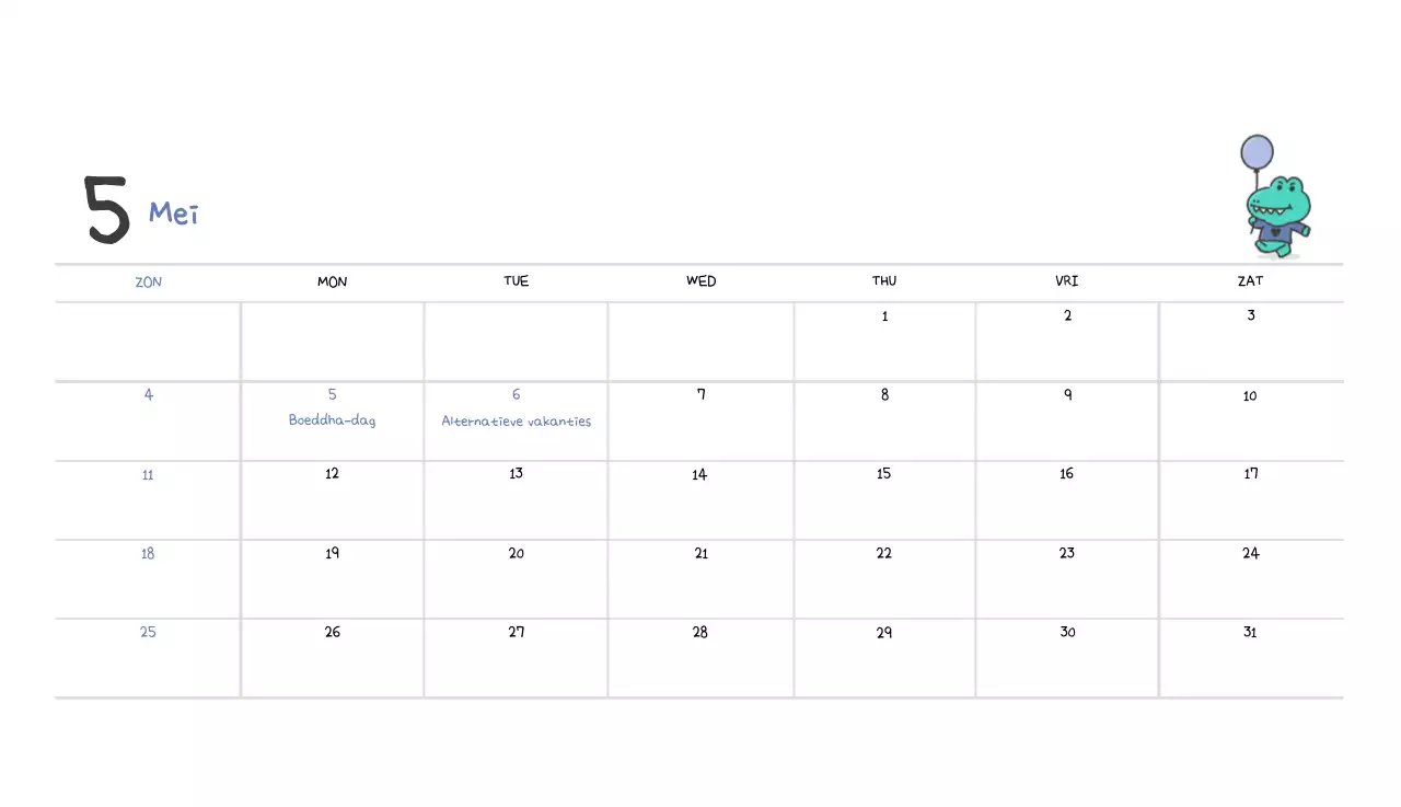 Een kalender met een schattig Ago-illustratieconcept