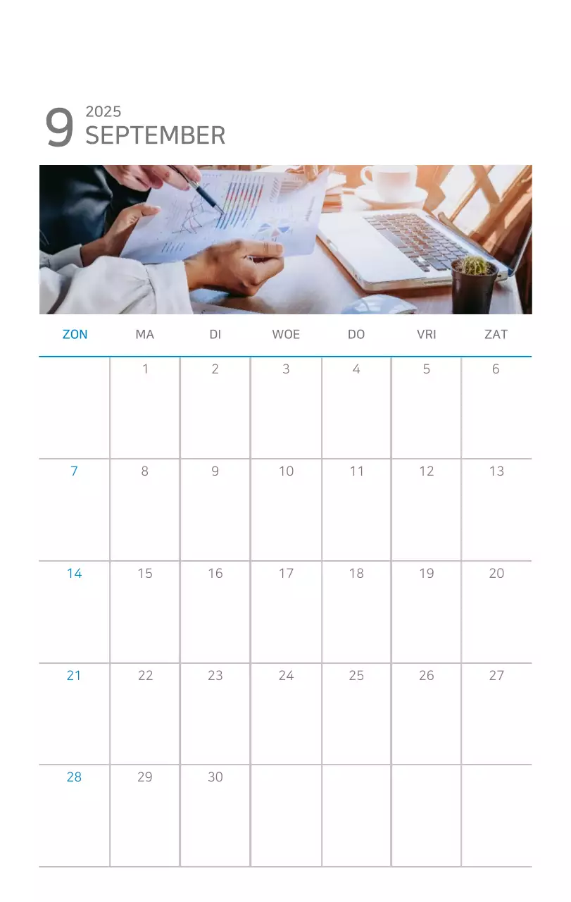 Blauwe moderne kalender bedrijfspromoties