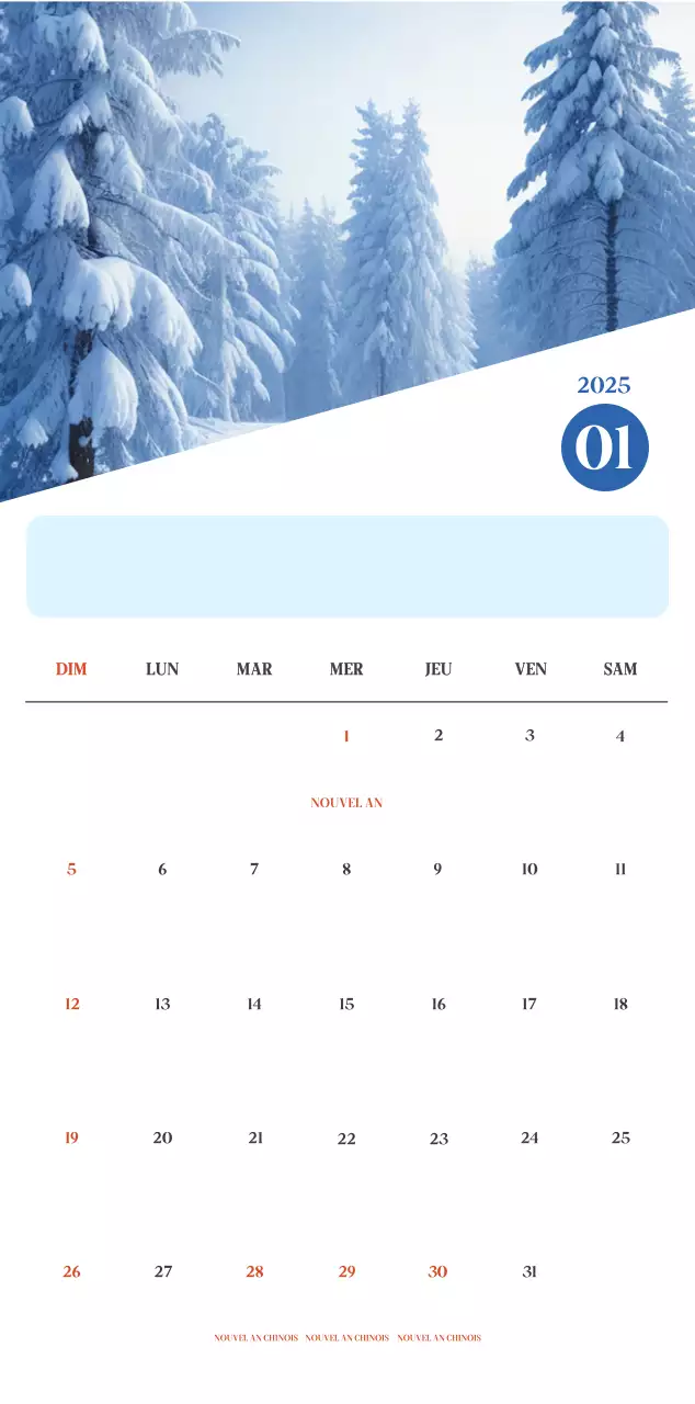 Calendrier hospitalier moderne bleu