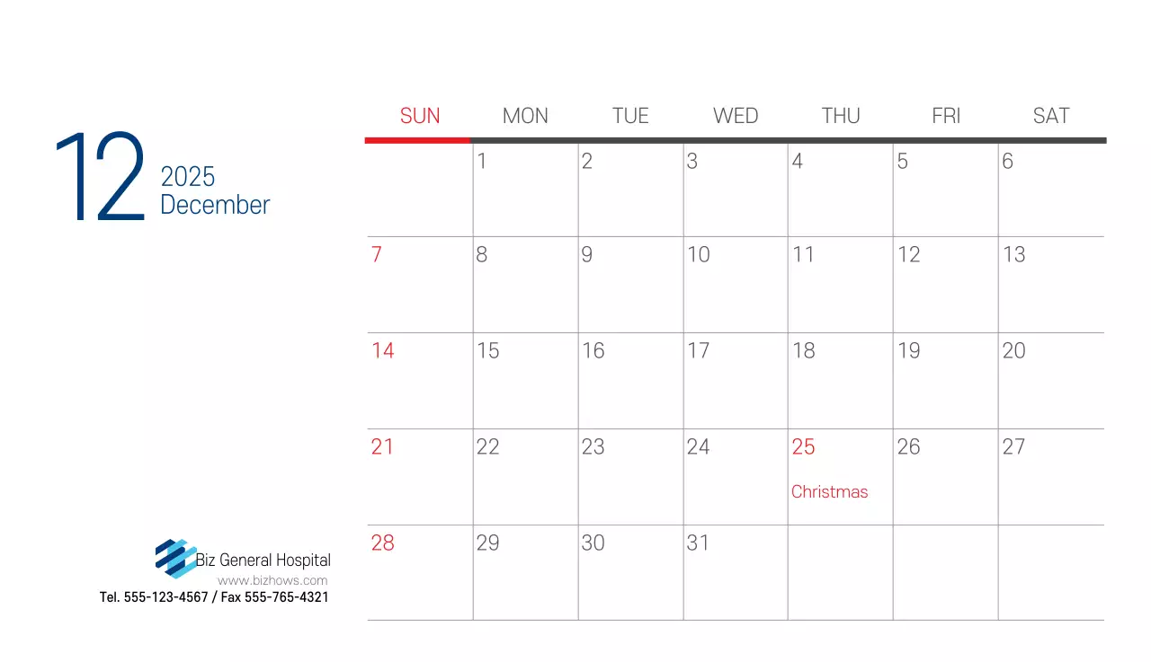 Kalender Promosi Rumah Sakit Sederhana Putih Angkatan Laut