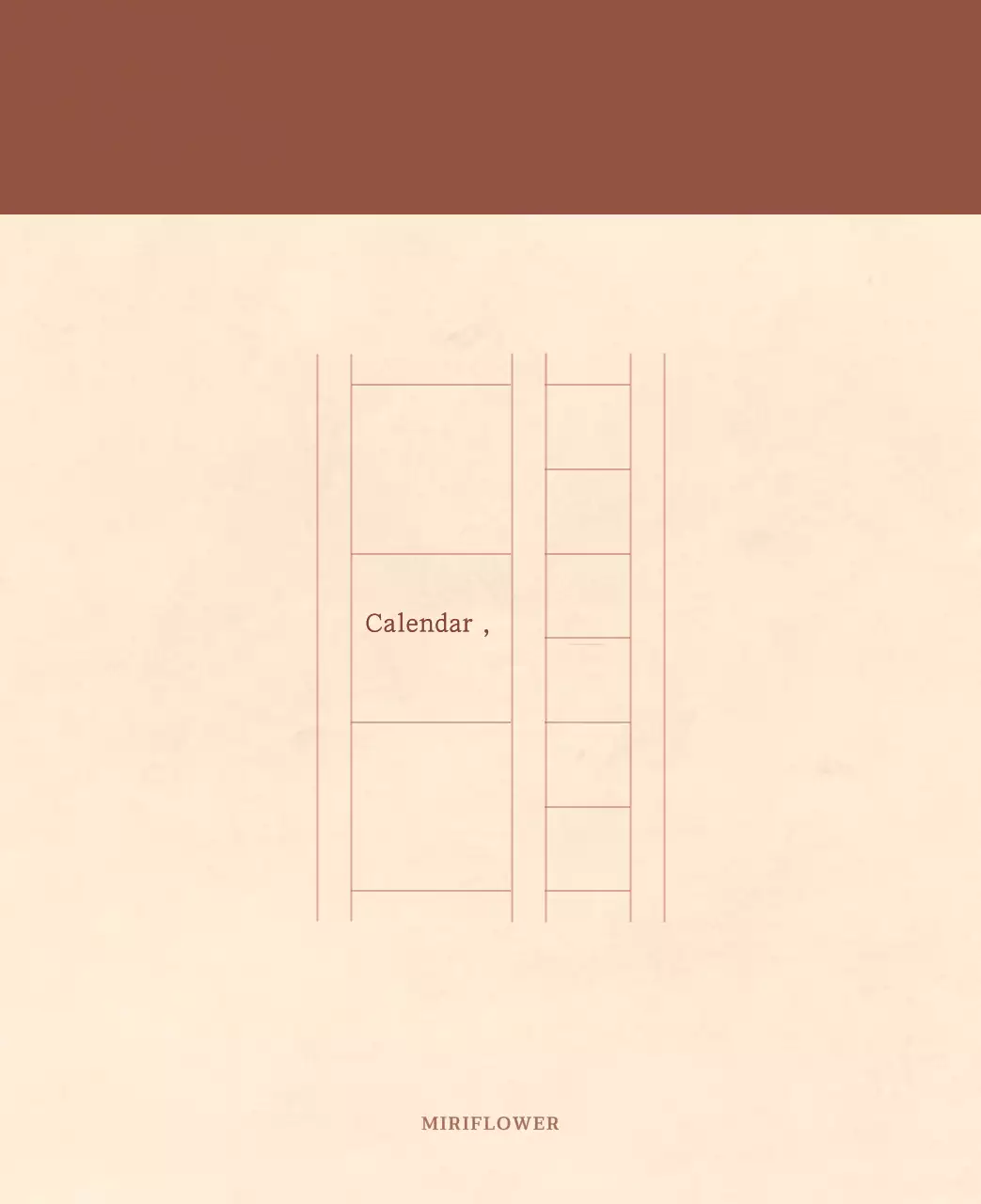 Kalender toko bunga sentimental dengan konsep kertas tenun berwarna coklat muda dan coklat