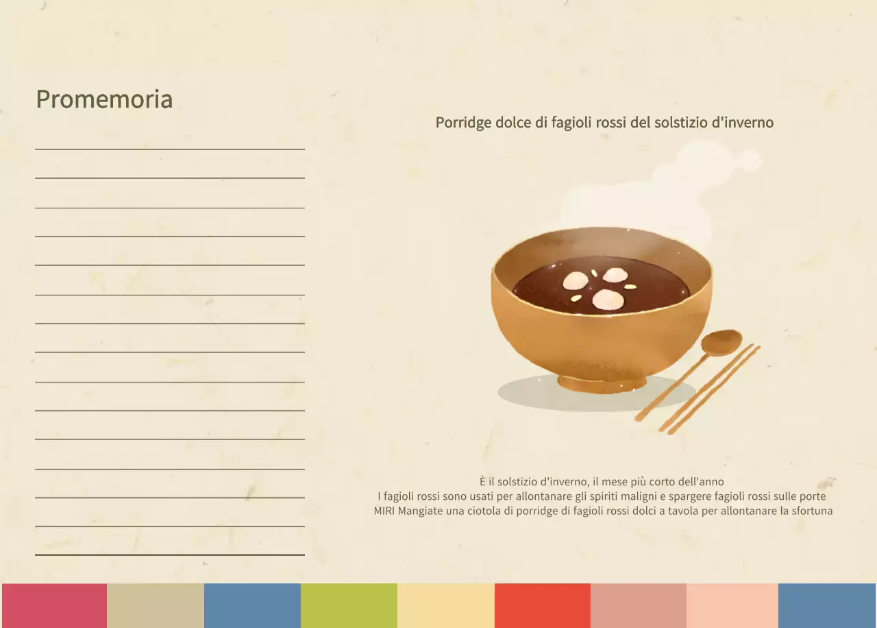 Calendario alimentare tradizionale beige