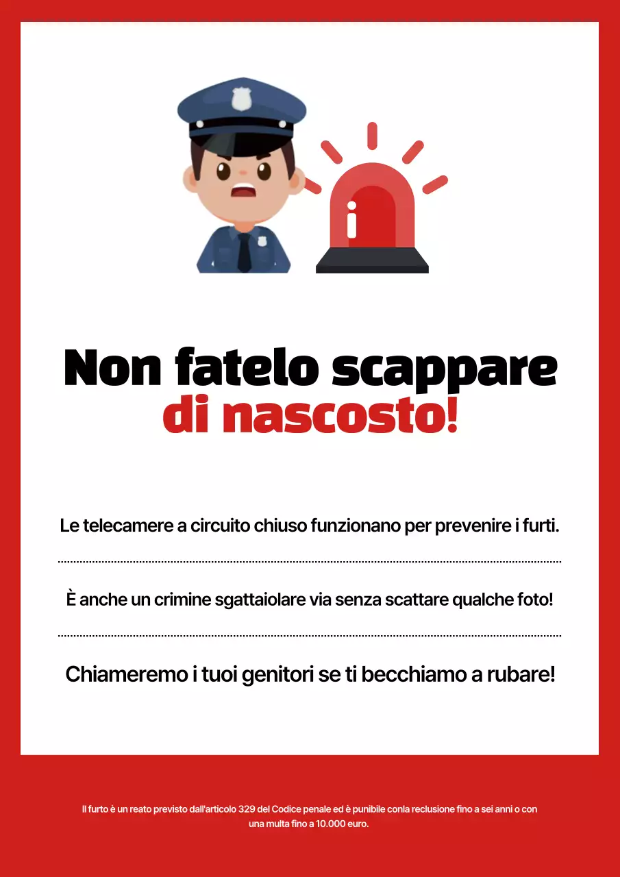 Rosso Semplice Attenzione al furto