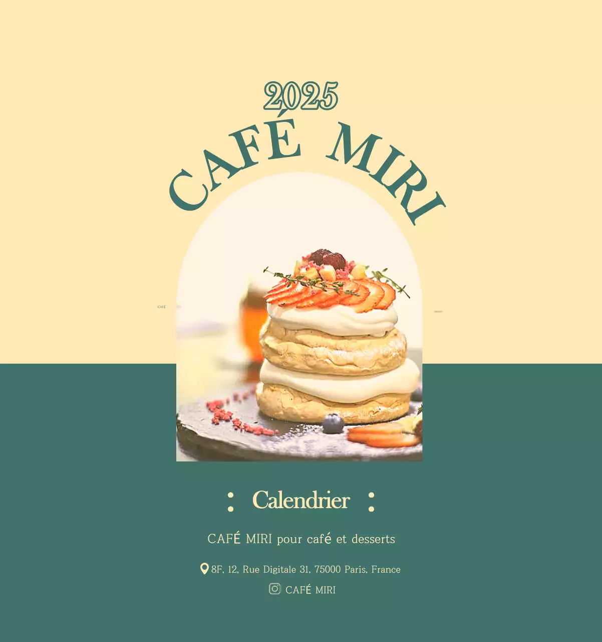 Un calendrier moderne pour les cafés avec des recommandations sur la boisson du mois.