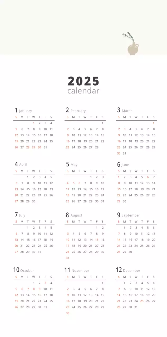 Beige Minimalist Interior Calendar