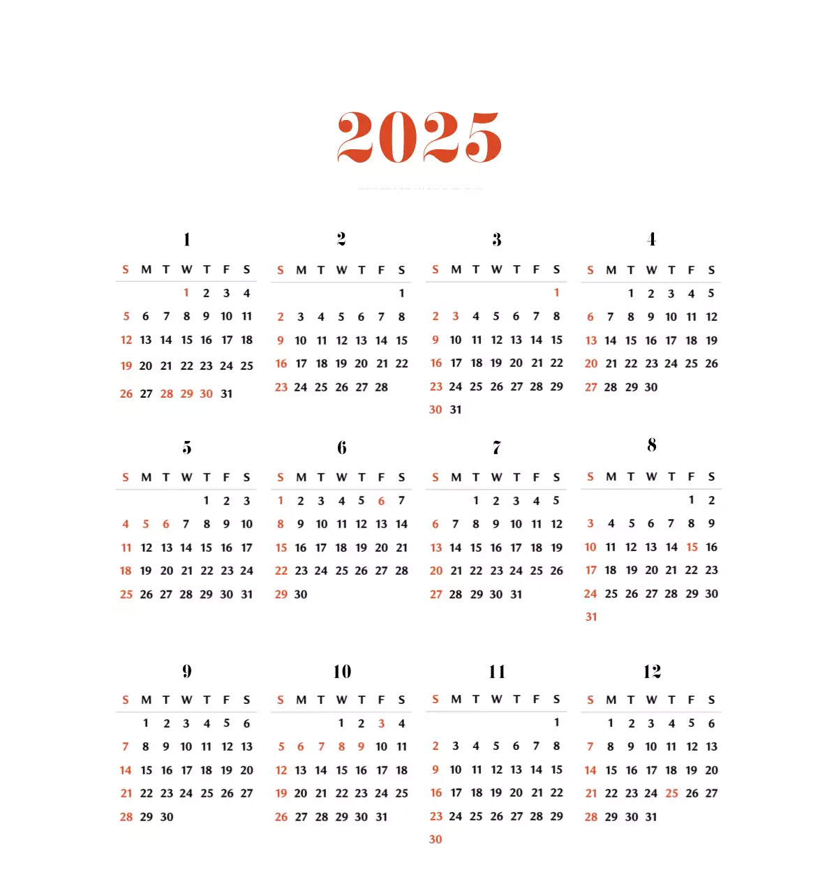 Calendario retro concept memory en rojo