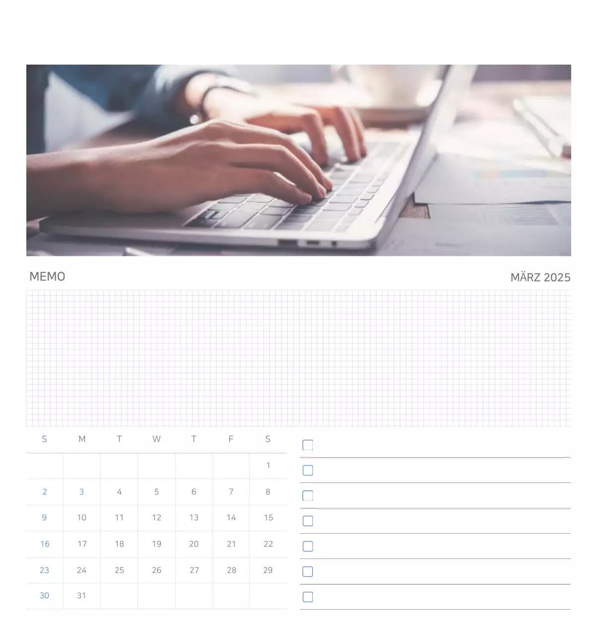 Blauer minimalistischer Firmenkalender Anzeige