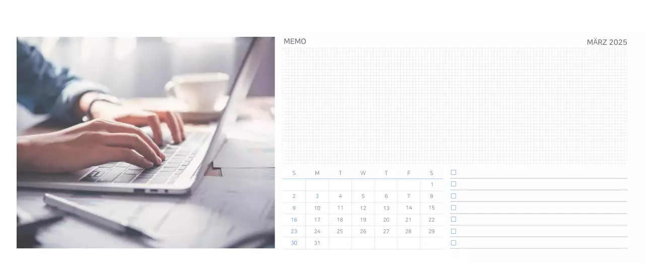 Blauer moderner Kalender Corporate Promotions