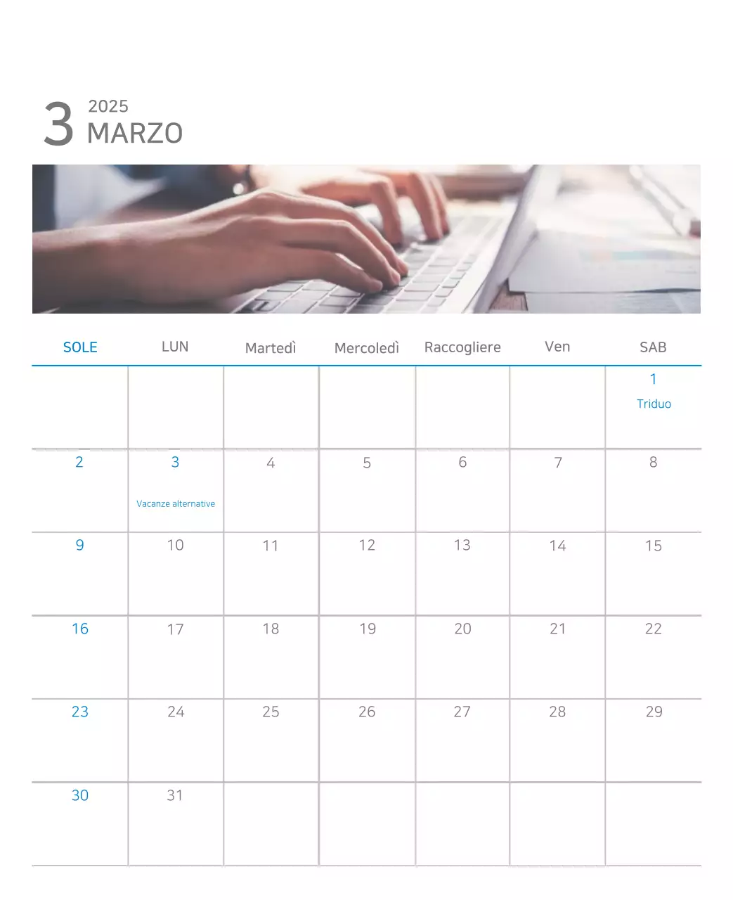 Calendario moderno blu Calendario moderno blu