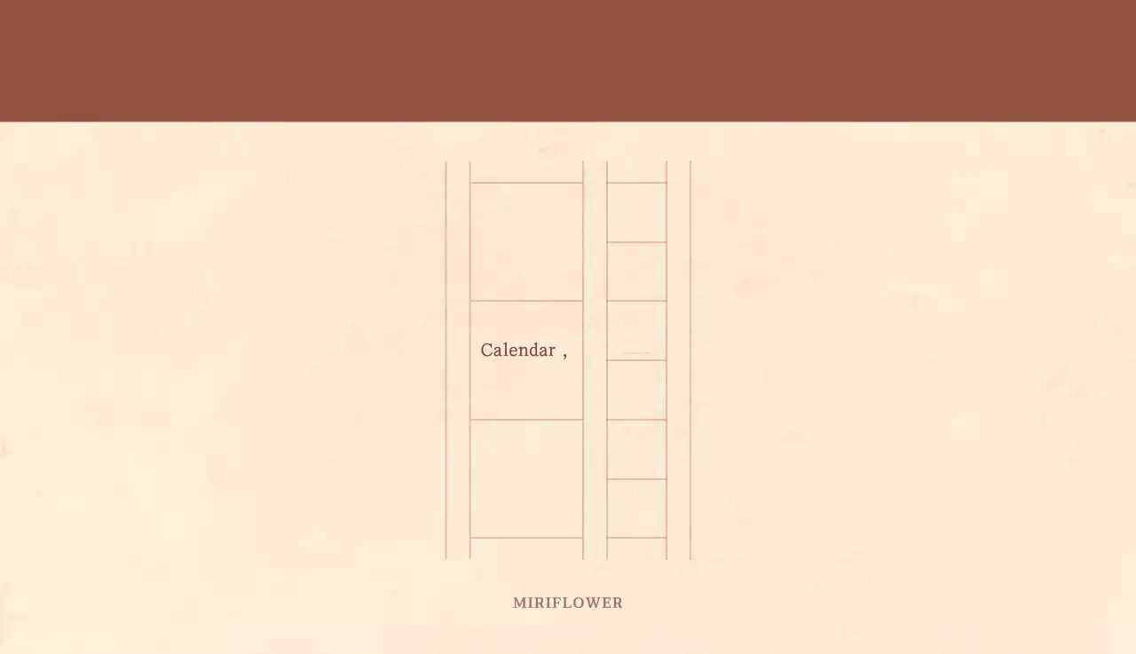 Kalender toko bunga sentimental dengan konsep kertas tenun berwarna coklat muda dan coklat