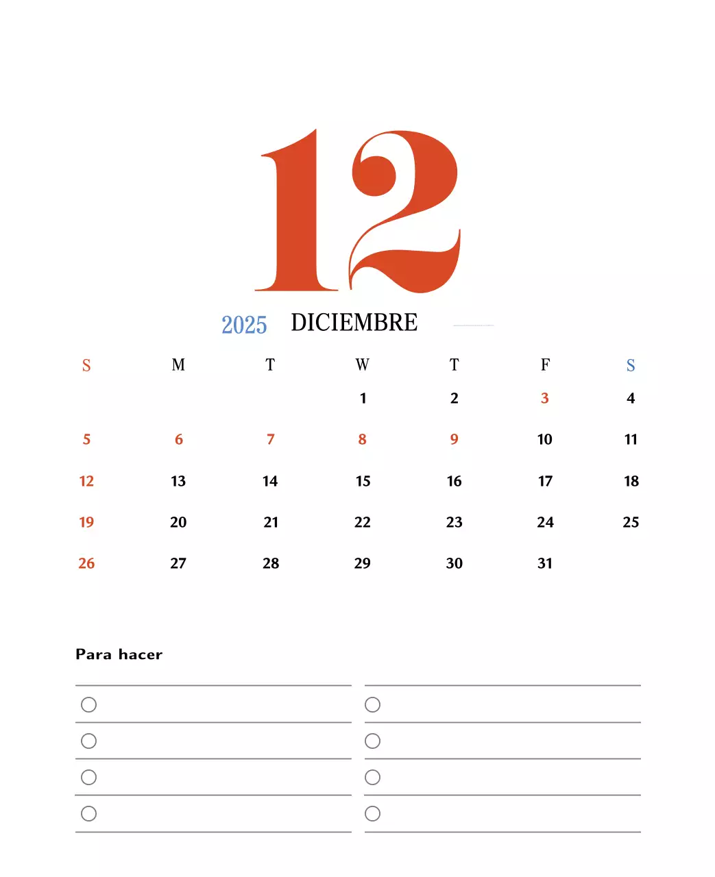 Calendario retro concept memory en rojo