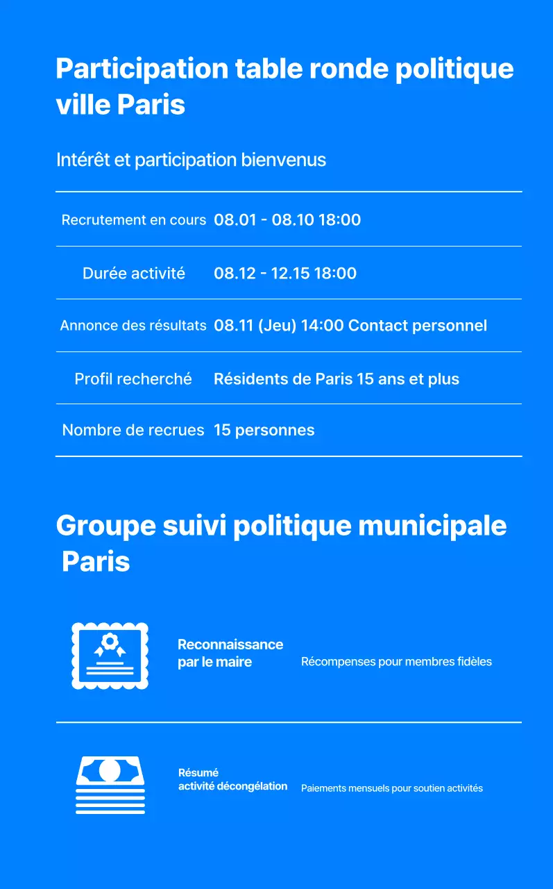 Promouvoir le recrutement au sein du groupe de suivi de la politique moderne bleue