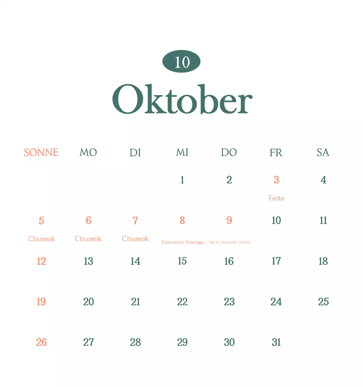 Ein moderner Café-Kalender mit Empfehlungen für das Getränk des Monats