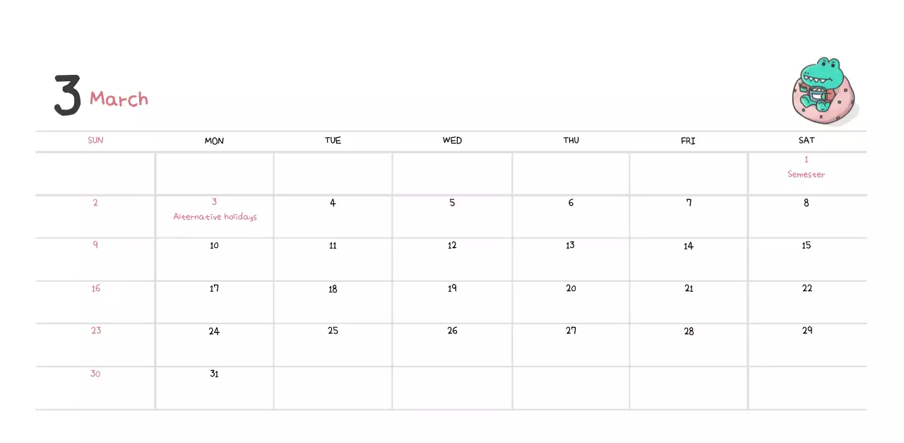 A calendar with a cute Argo illustration concept